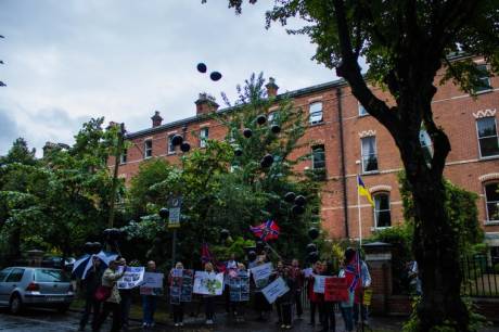 Click on image to see full-sized version Balloons being released into the air in memory of the victims of the Odessa Massacre
