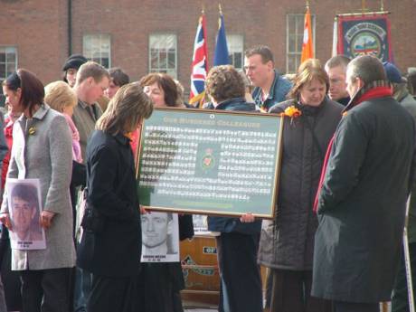Click on image to see full-sized version Placard Naming RUC officers killed During Troubles