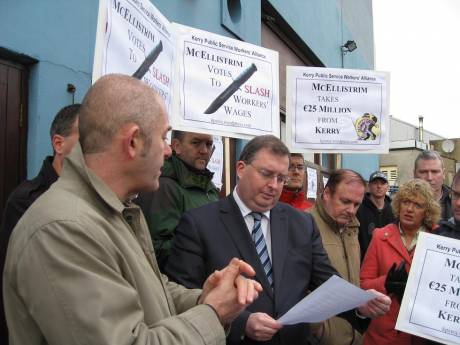 Click on image to see full-sized version FF TD Tom McEllistrim with KPSWA protesters