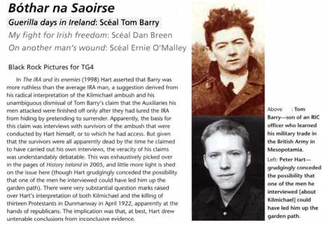 Click on image to see full-sized version What History Ireland said about programme on Tom Barry
