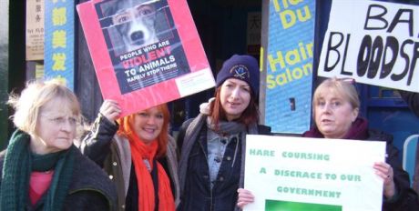 Click on image to see full-sized version Demo against sponsorship of hare coursing on January 30th, 2015