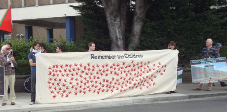 Click on image to see full-sized version Remember the Children of Palestine banner, created by Adele J King