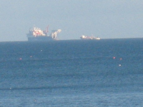 Click on image to see full-sized version The Solitarie and a supply ship on the horizon