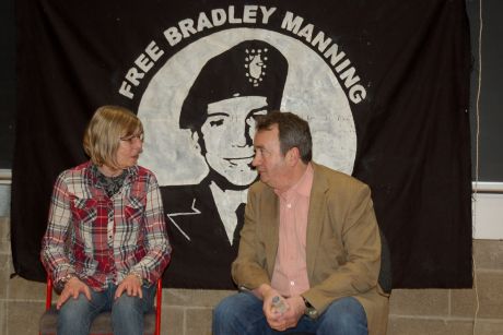 Click on image to see full-sized version Gerry Conlon with Chelsea Manning's mum Susan at Trinity College