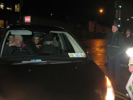 Click on image to see full-sized version Maura (center) inside the van