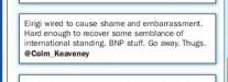 Tweet from Labour's Colm Keaveney as shown in Galway Independent