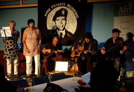 Click on image to see full-sized version Joe Black, family and friends at memorial evening for Gerry Conlon