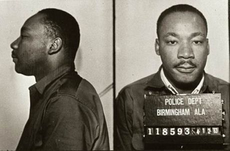 Click on image to see full-sized version King was arrested in 1963 for protesting the treatment of blacks in Birmingham.