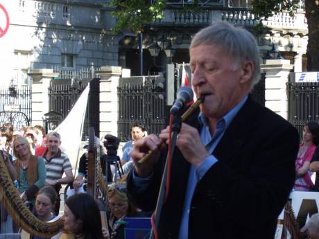 Paddy Maloney playing the tin whistle for us 