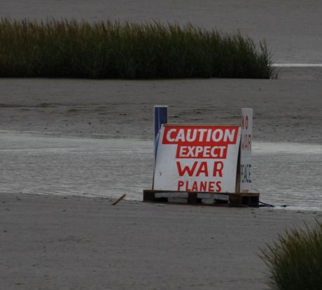 Click on image to see full-sized version Warning sign in Shannon Estuary Lagoon